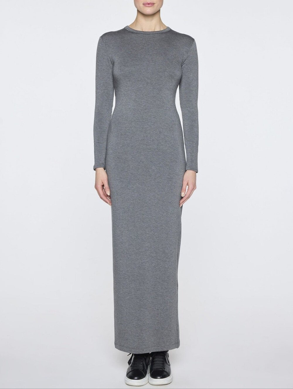 BLEUSALT Malibu XL The Long Sleeve Crew Maxi Dress Long Sleeve Gray 4
